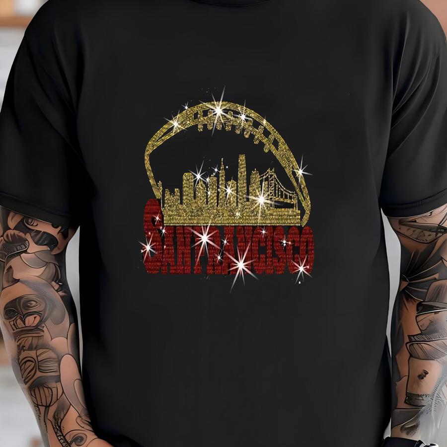San Francisco Rhinestone Football Shirt: Game Day Fan Tee T-shirt