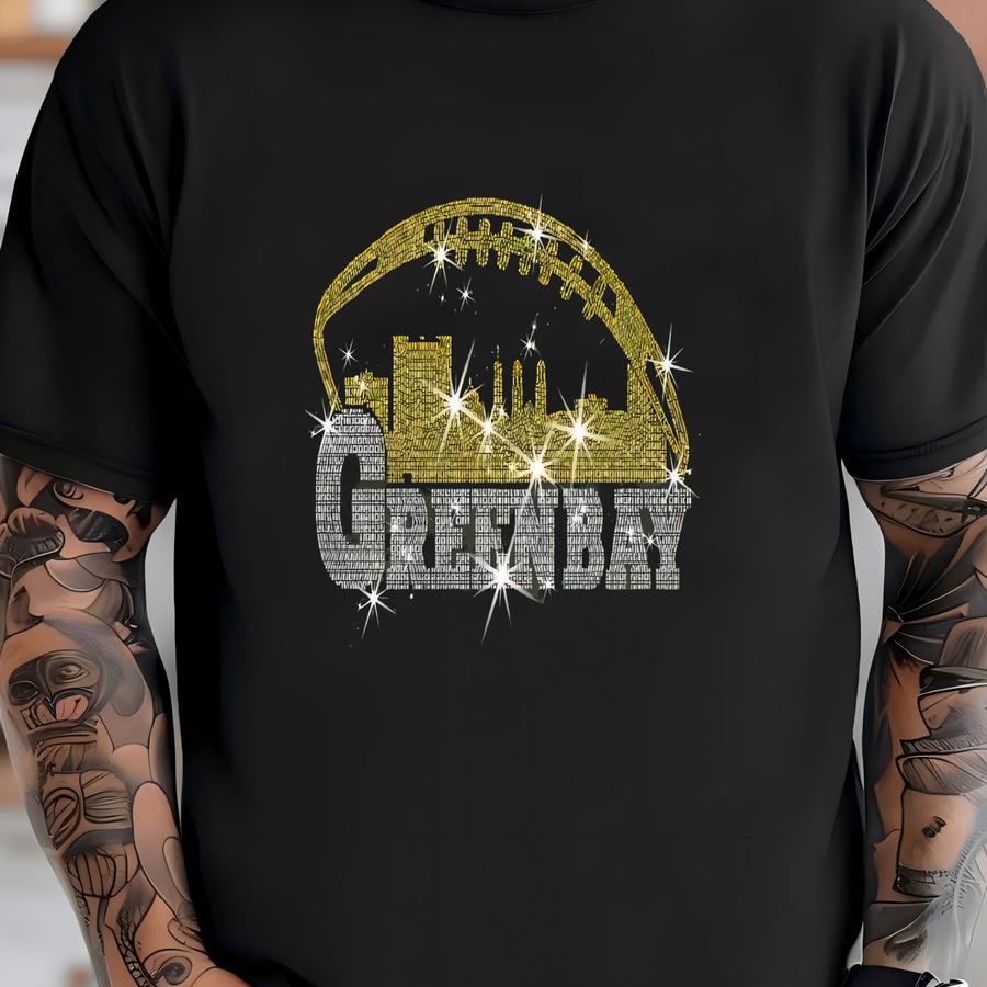 Green Bay Rhinestone Football Shirt: Game Day Sparkle T-shirt