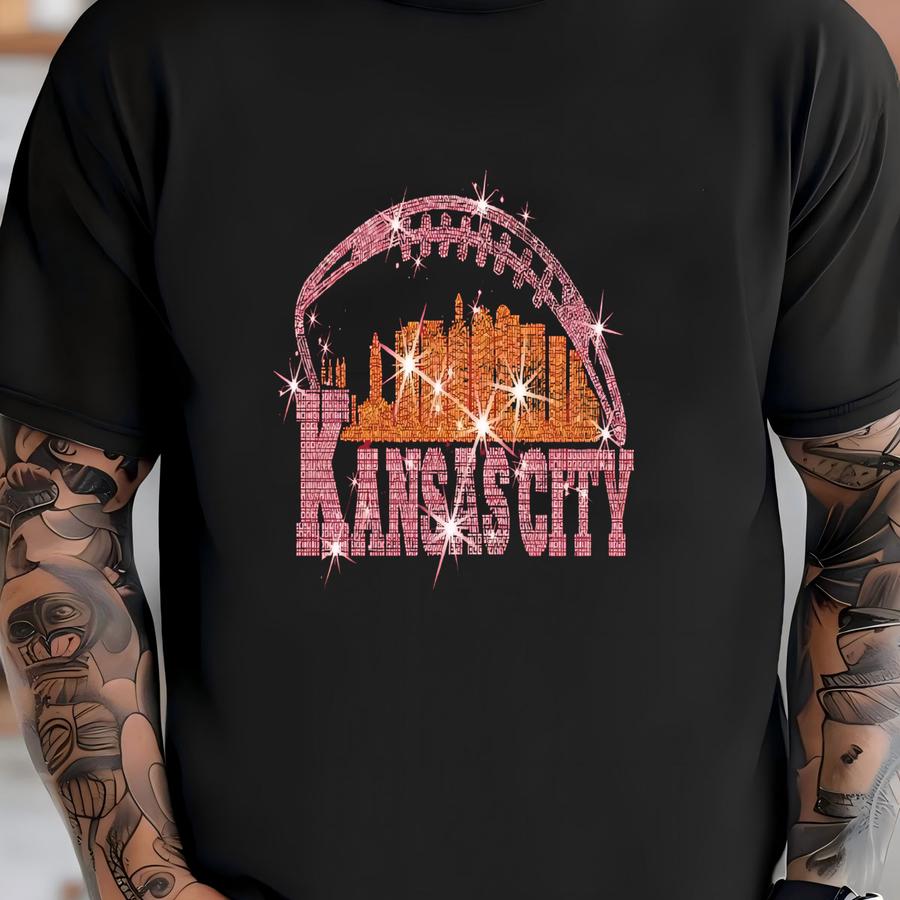 Kansas City Rhinestone Football Shirt: Game Day Sparkle T-shirt