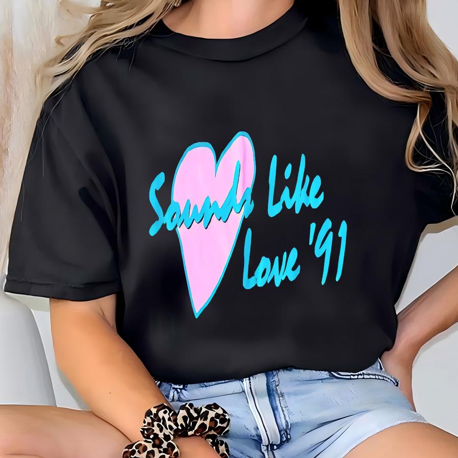 Vintage 1991 Oneita Graphic Sounds Like Love Long Sve Shirt Size Large T-shirt