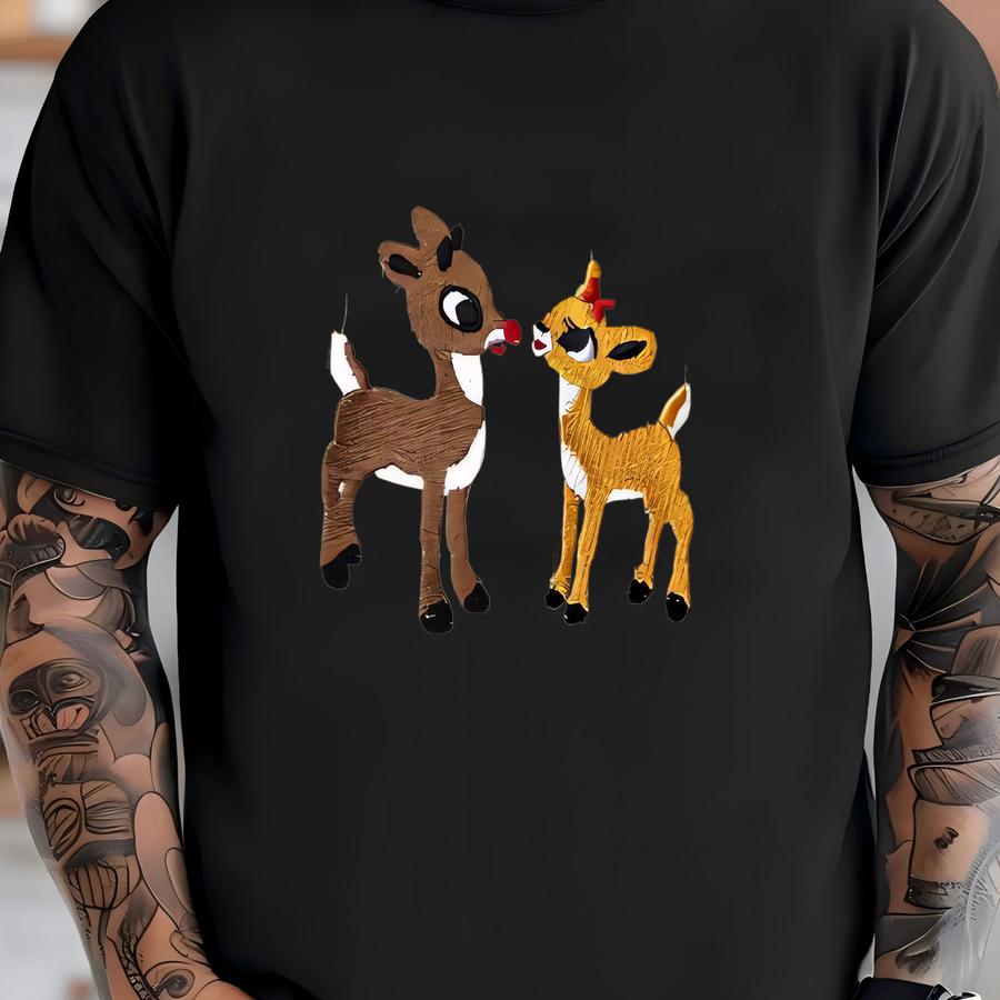 Christmas Sweatshirt: Retro Reindeer Design, Rudolph The Red Nose Reindeer And Clarice, Fall Sweatshirt. T-shirt