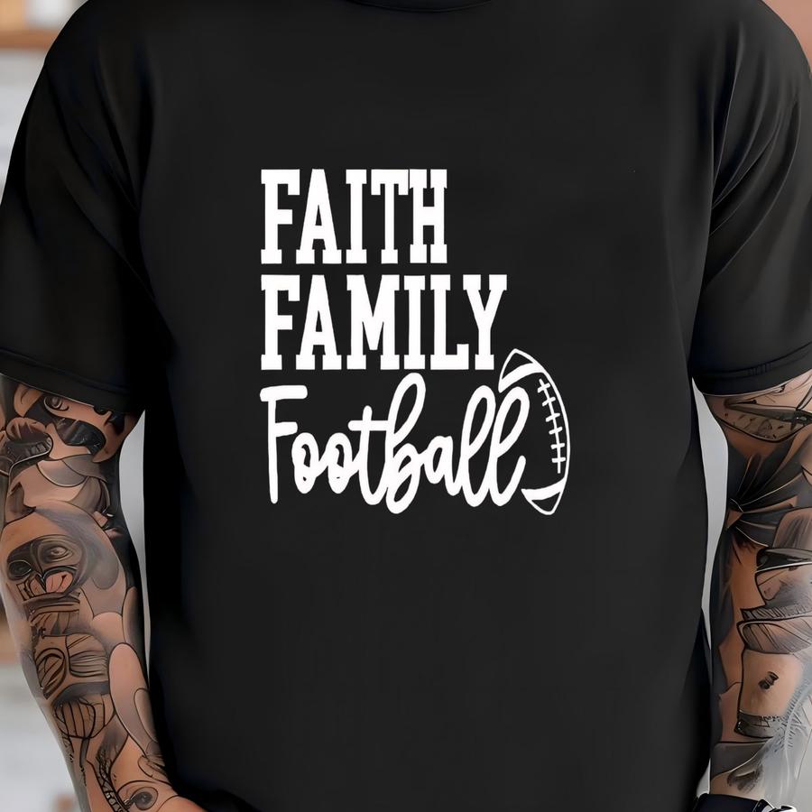 Faith Family Football Sweatshirt Long Sve Hoodie T-shirt