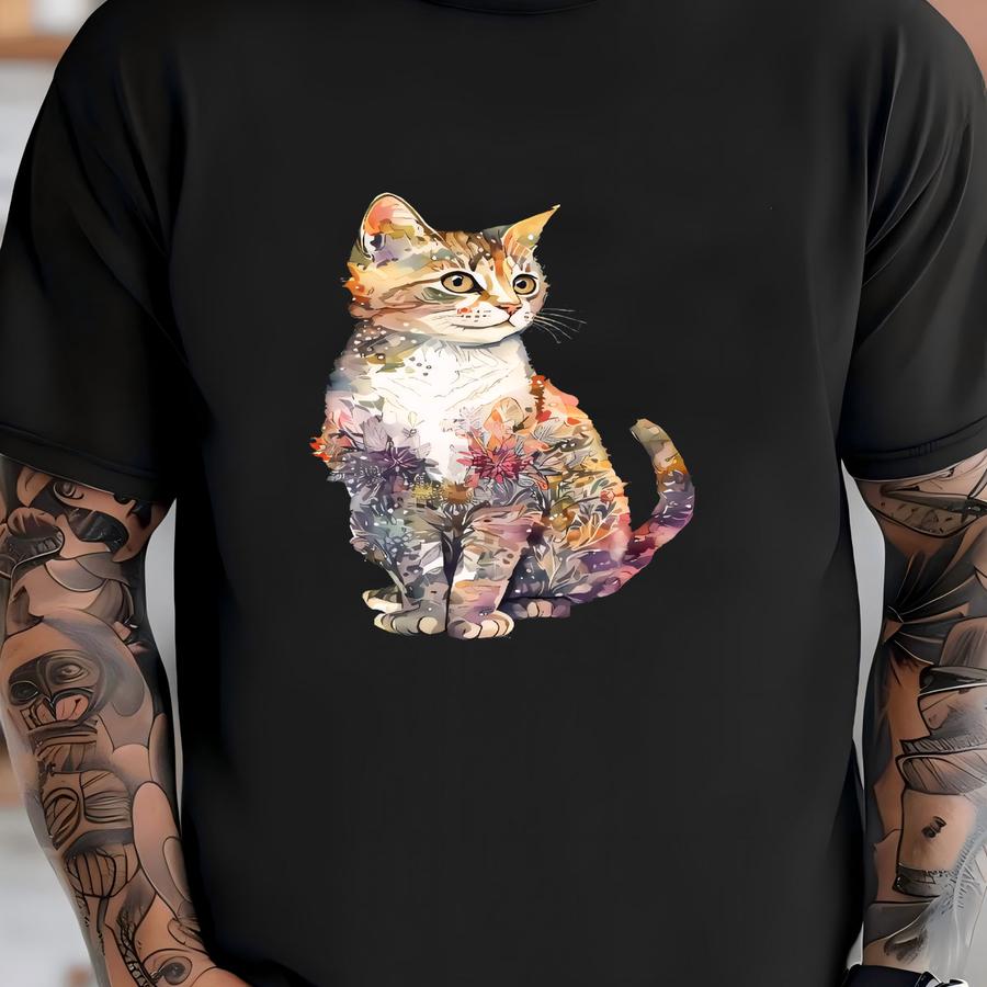 Floral Cat Shirt, Cat Mom Shirt, Cat Lover Shirt, Cute Floral Cat Tee, Cat Lover Shirt, Cat Mom, Floral Cat Gift,gift For Mom T-shirt