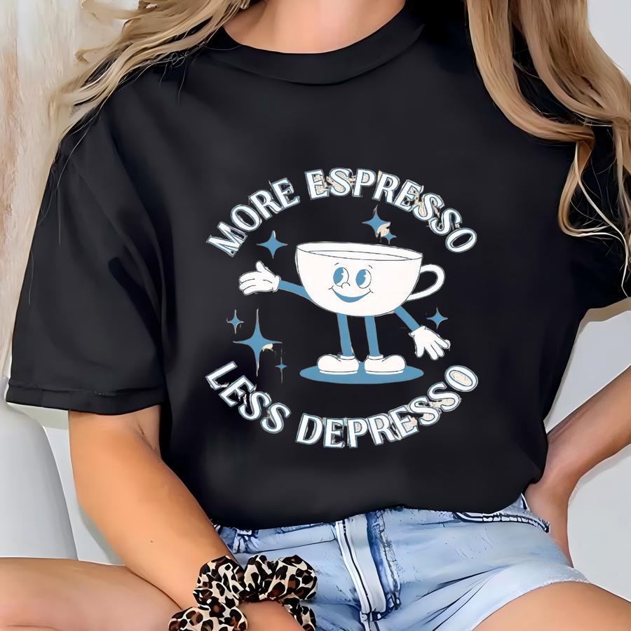 More Espresso Less Depresso Sweatshirt, Unisex Heavy Blend™ Crewneck Sweatshirt, Coffee Lovers, Coffee Addict Pullover, Espresso Sweatshirt T-shirt