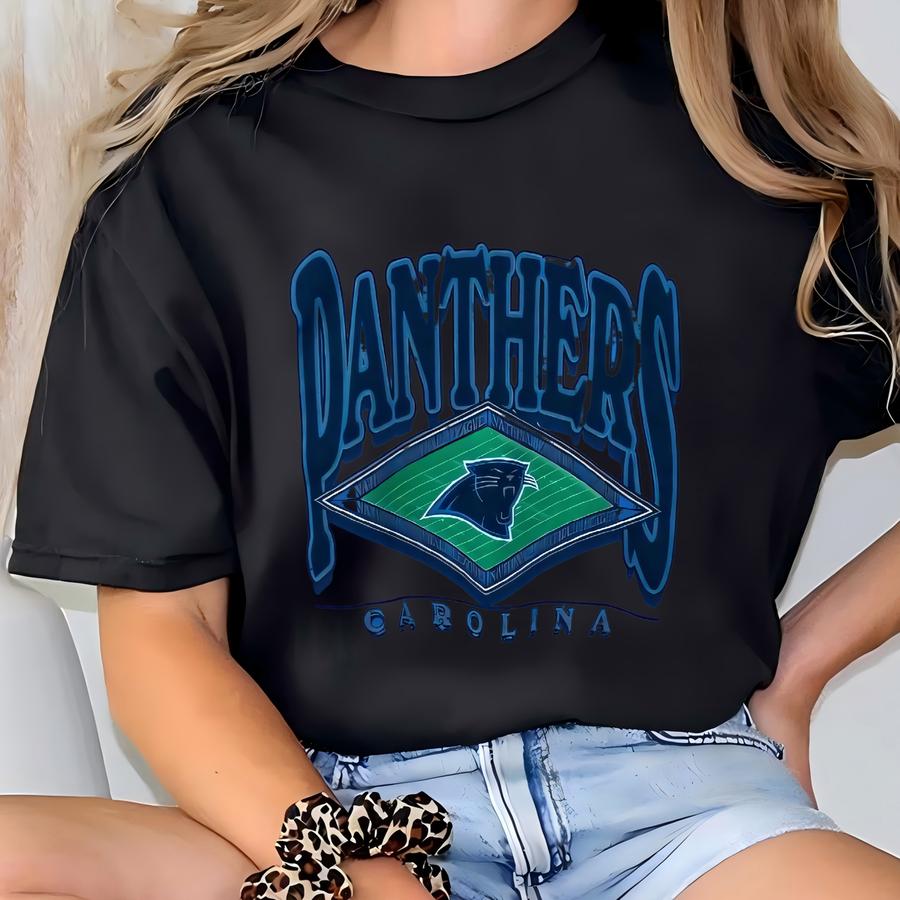 Vintage Carolina Panthers Sweatshirt Sweater Crew Neck Medium Pullover Vtg 90s National Football League American Ocean Blue Colour T-shirt