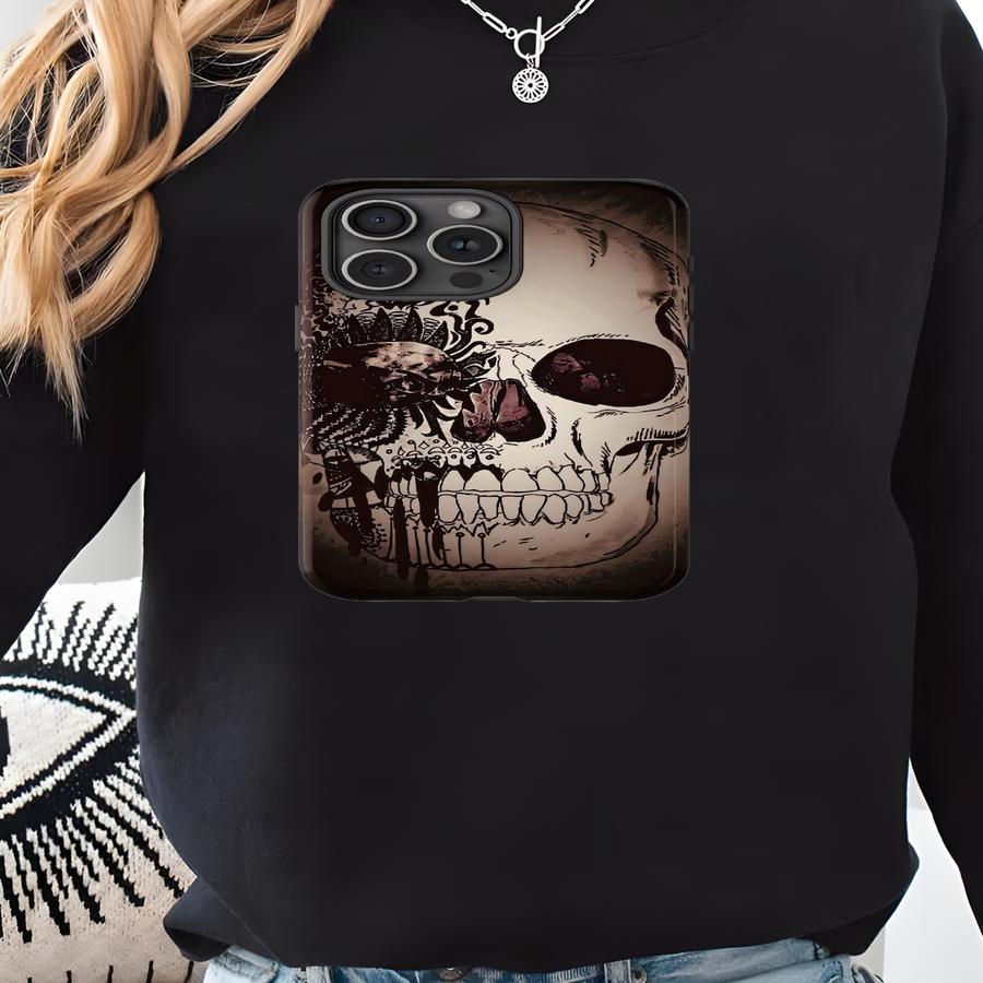 Iphone 15 Pro Max Iphone Skull Case Android Case Sweatshirt