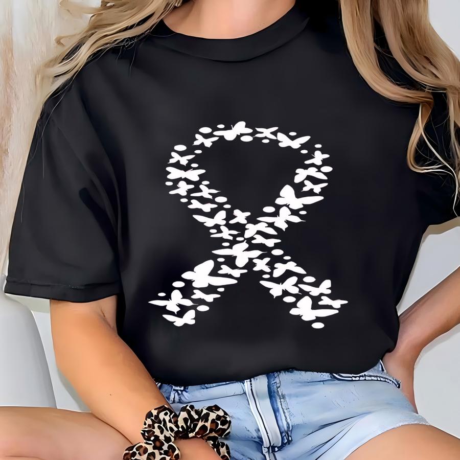 Lung Cancer Ribbon Shirt, White Ribbon Shirt, Cancer Awareness Shirt, Lung Cancer Survivor Shirt, White Hope Shirt, Cancer Warrior Shirt T-shirt