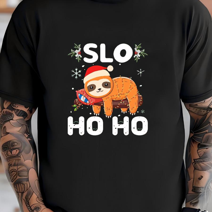 Slo Ho Ho Shirt, Christmas Shirt, Sloth Shirt, Santa Shirt, Merry Christmas, Funny Sloth Shirt, Christmas Gift, Axolotl Lover, Axolotl Shirt T-shirt