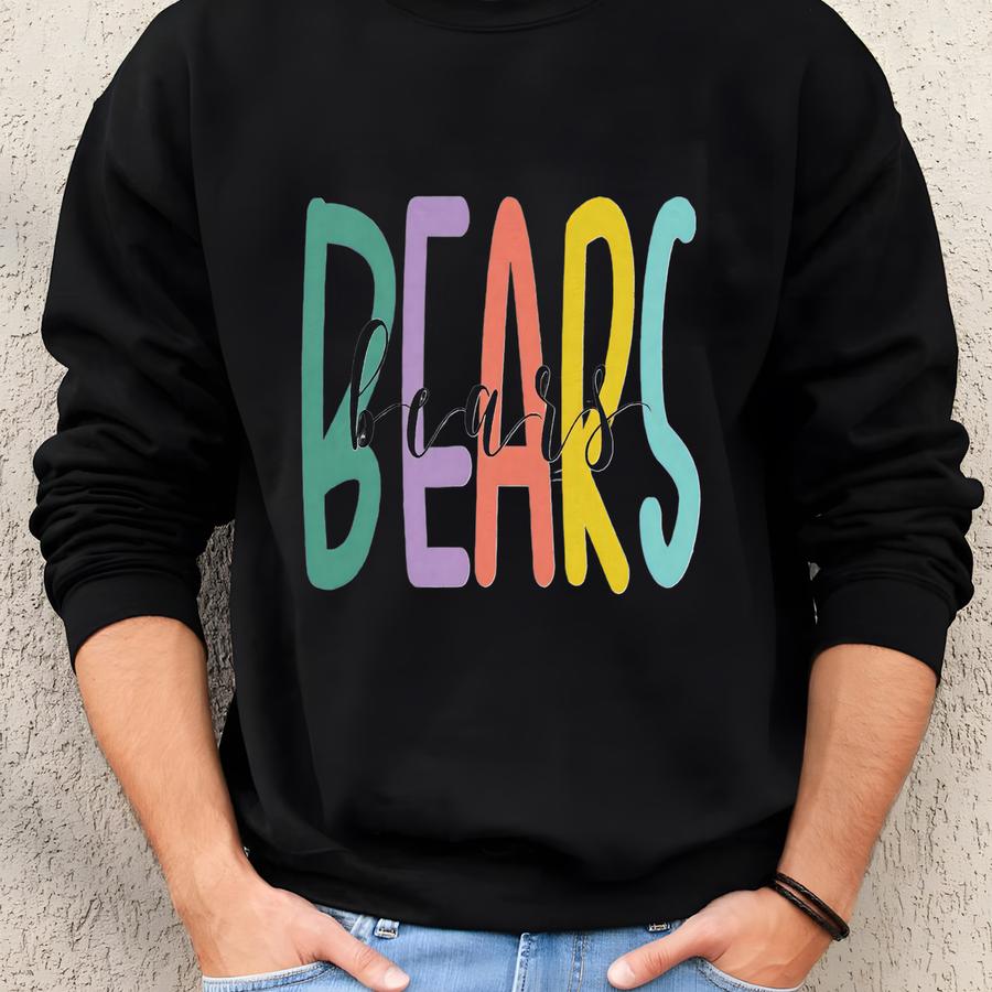 Bears Mascot Crewneck Sweatshirt Colorful Retro Bears Mascot Sweatshirt Back To School Sweatshirt Teacher Apparel Fan Apparel Mama Mascot Sweatshirt
