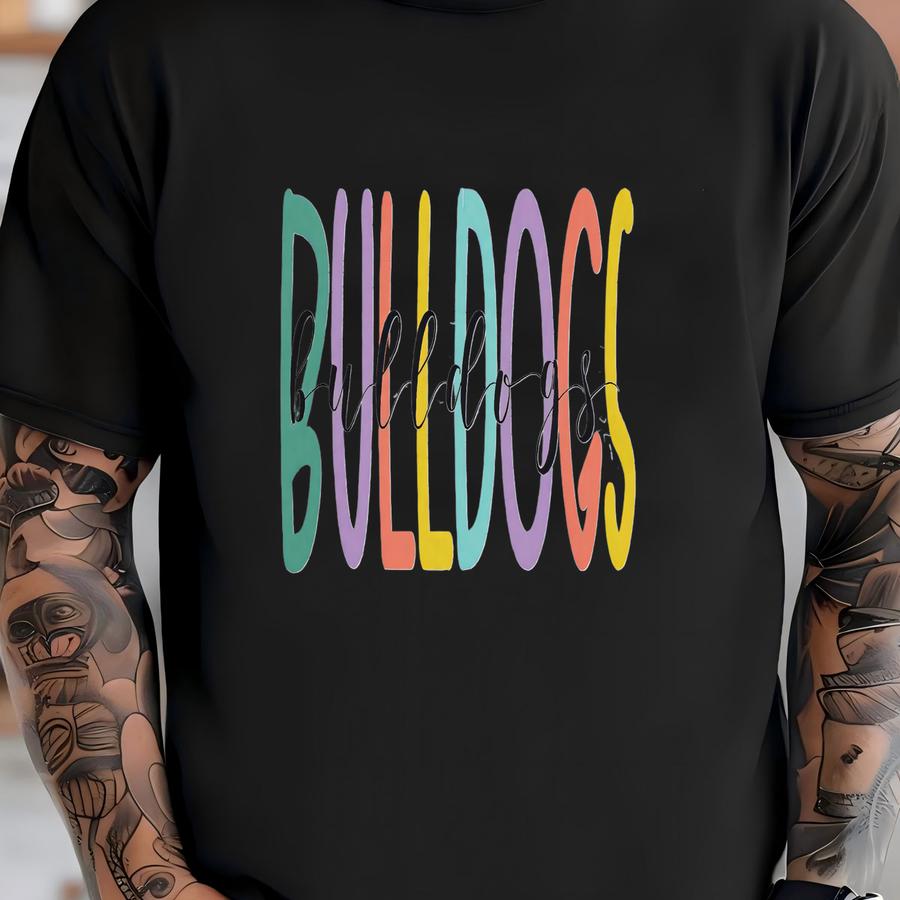 Bulldogs Mascot Crewneck Sweatshirt Colorful Retro Bulldogs Mascot Sweatshirt Back To School Sweatshirt Teacher Fan Apparel Mama Mascot T-shirt