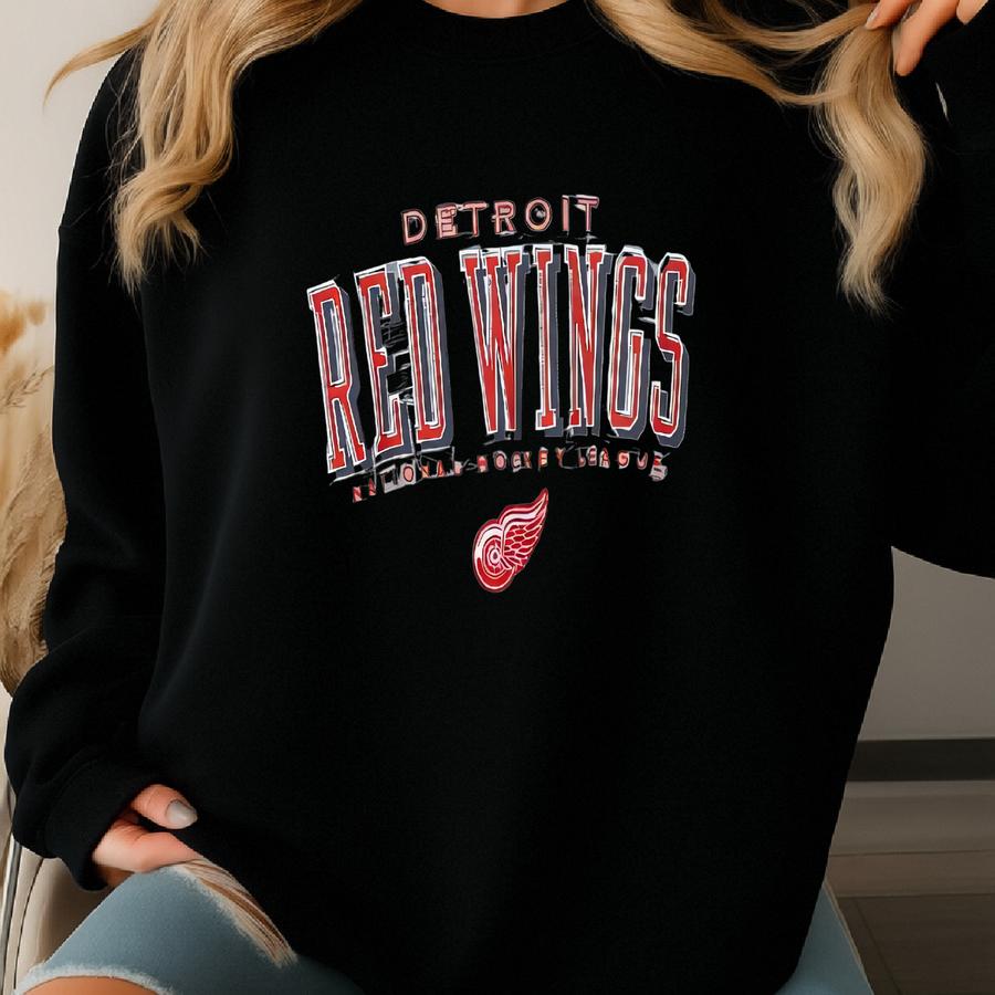 90s Detroit ‘red Wings’ Crewneck Sweatshirt Print Logo Grey Color Men’s Xl Sweatshirt