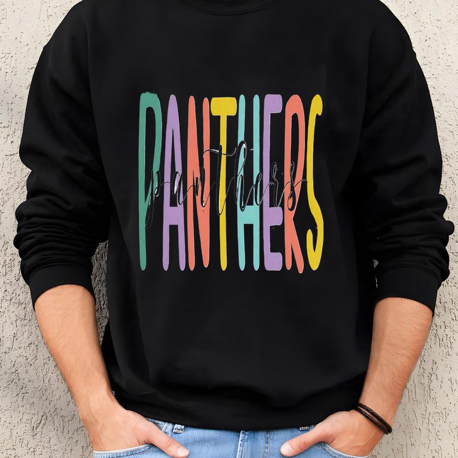 Panthers Mascot Crewneck Sweatshirt Colorful Retro Panthers Mascot Sweatshirt Back To School Sweatshirt Teacher Fan Apparel Mama Mascot Sweatshirt