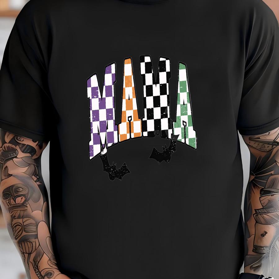 Retro Halloween Mama Png | Spooky Mama Png Mama Halloween Png Halloween Mama Shirt Png Checkered Mama Png Cute Fall Mama Tshirt Png Design T-shirt
