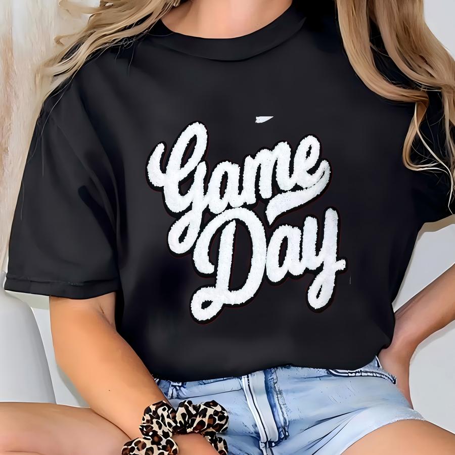 Game Day Chenille Patch Crewneck Sweatshirt - Chenille Patch Sweatshirt - Game Day Sweatshirt -- School Spirit - Highschool Game Day T-shirt