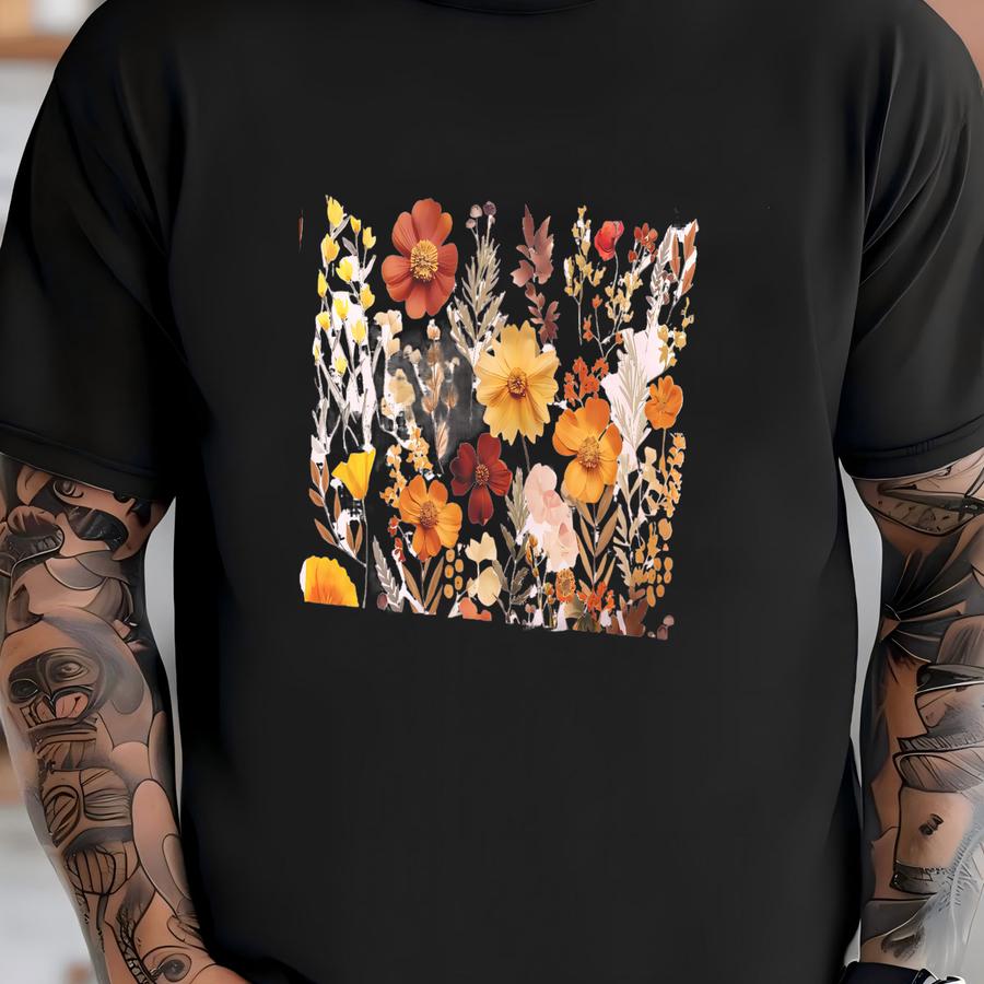 Cottagecore Autumn Shirt Vintage Pressed Flowers Tshirt Fall Floral Botanical Thanksgiving Shirt Flower Lover Plant Lady Gift T-shirt