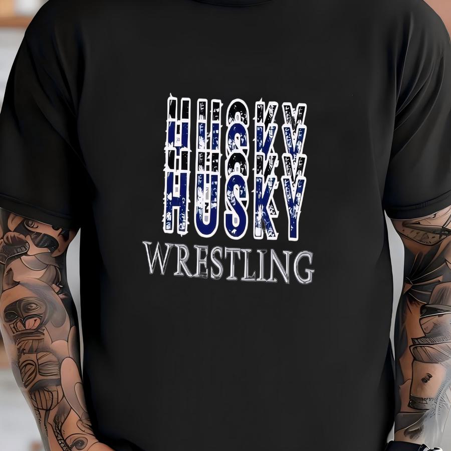 Edmond North Husky Wrestling Stacked Tshirt T-shirt
