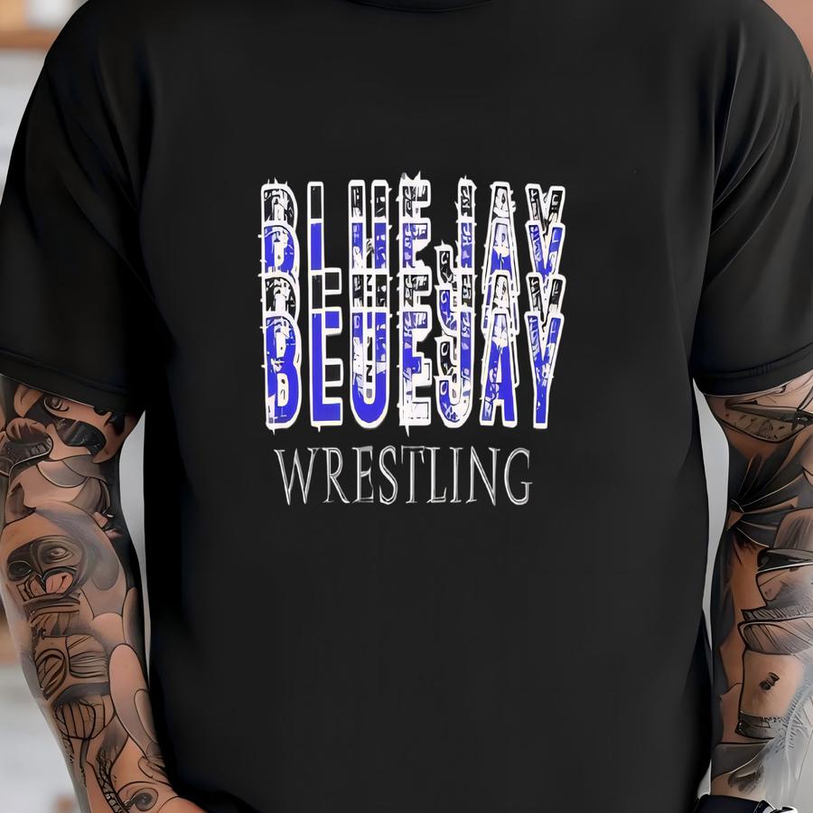 Guthrie Bluejay Wrestling Stacked Tshirt T-shirt