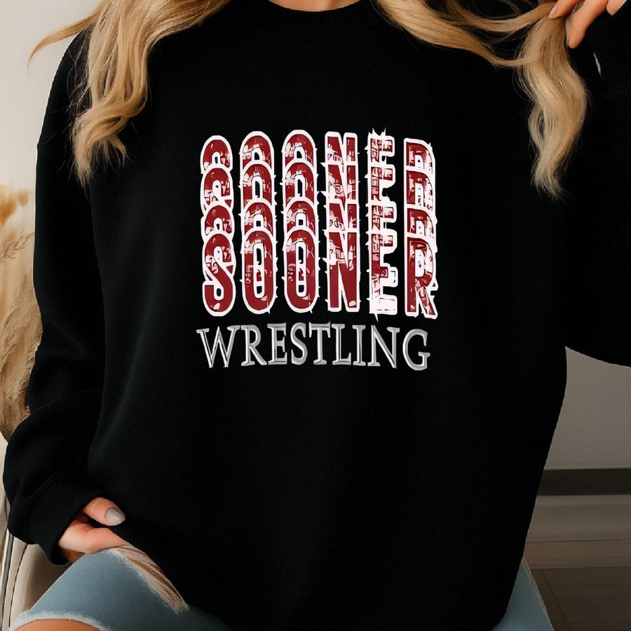 Ou Sooner Wrestling Stacked Tshirt, Sweatshirt Sweatshirt