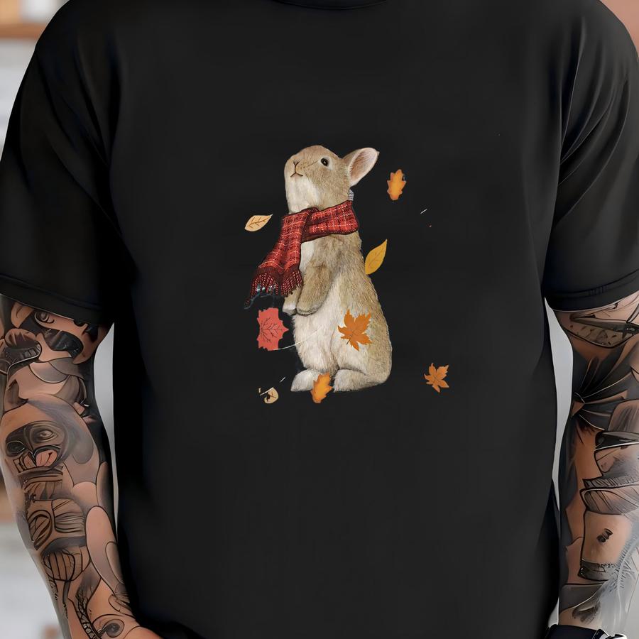 Autumn Bunny Shirt, Fall Leaves Bunny Rabbit Shirt, Cute Bunny Shirt, Bunny Rabbit Lover Shirt,  Shirt, Bunny Mom Shirt T-shirt