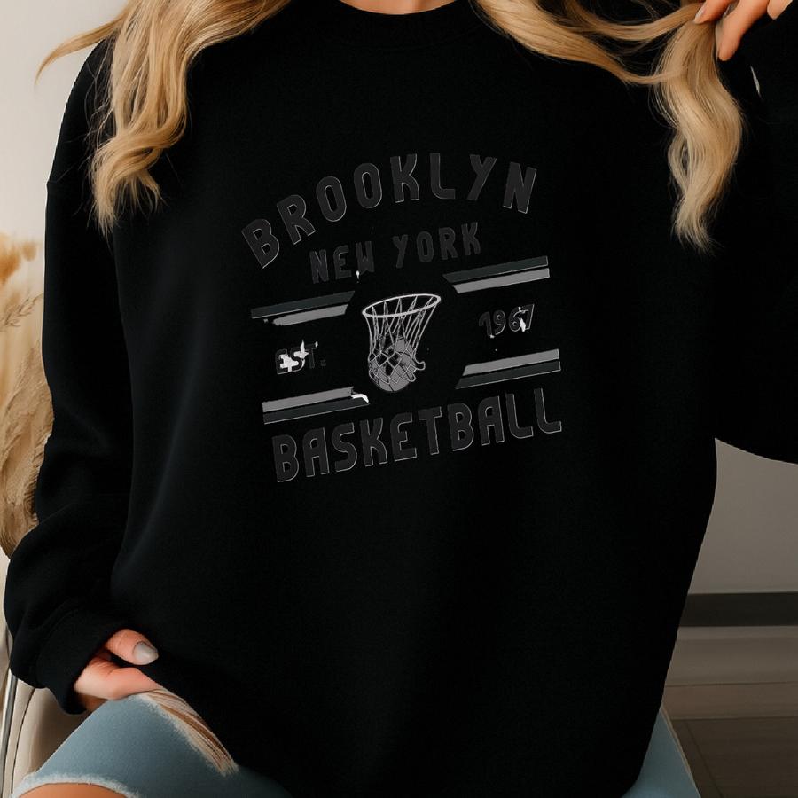 Brooklyn Retro Style Basketball Sweatshirt, Brooklyn Vintage Crewneck, Nets Fan Gifts, Game Day Cute Brooklyn Nets Shirt, Nets Tailgate Tee Sweatshirt