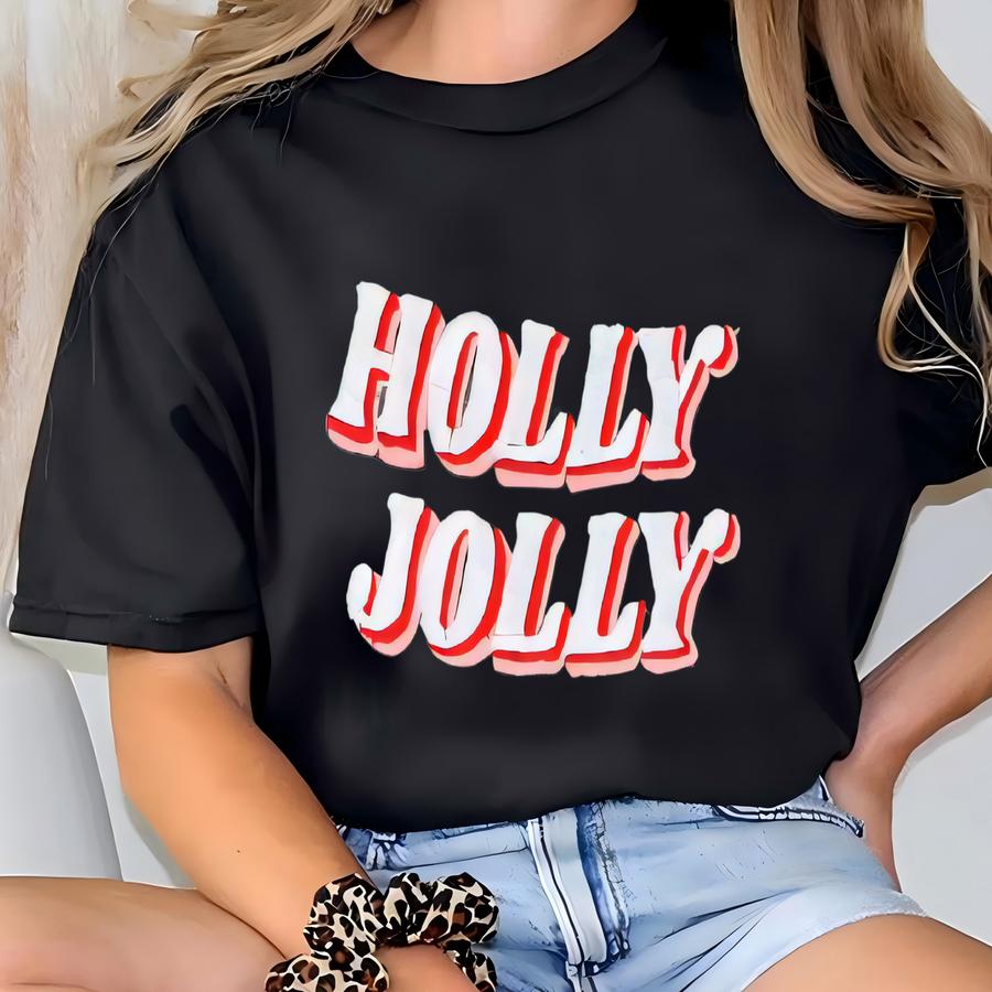 Retro Holly Jolly Christmas Crewneck Sweatshirt, Holly Jolly Sweatshirt, Holly Jolly Crewneck, Christmas Sweatshirt, Holly Jolly T-shirt