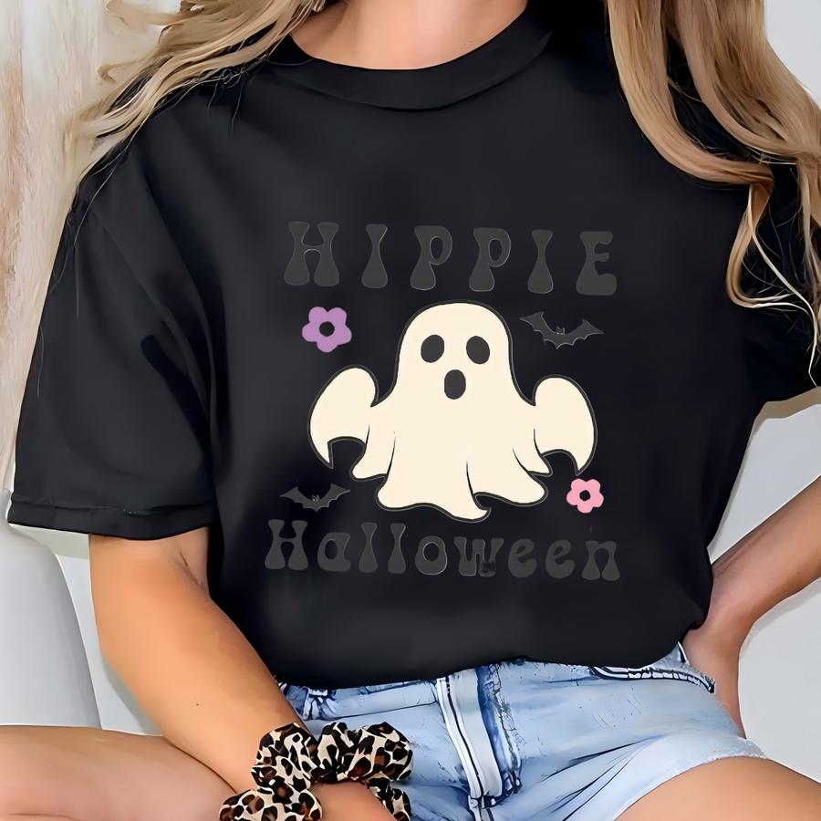 Hippie Halloween Graphic Hoodie - Retro Style Unisex Tee - Groovy Costume For A Retro Halloween T-shirt