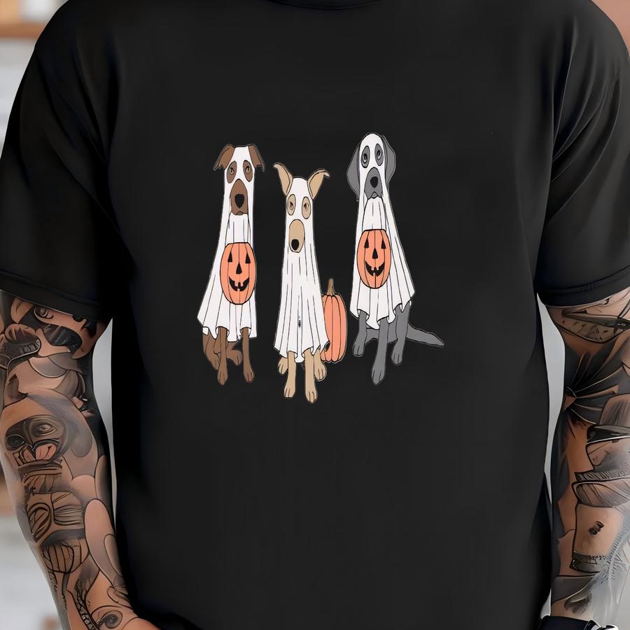 Dog Pumpkin Vintage Sweatshirt, Cute Pup Fall Ghost Crewneck, Halloween Oversized Shirt, Retro Oversized Fall Tshirt, Fall Sweatshirt T-shirt