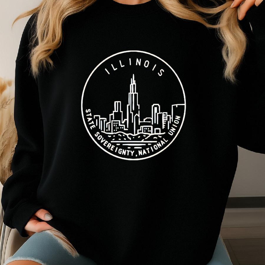 Illinois Map Shirt: Souvenir Travel Gift Sweatshirt