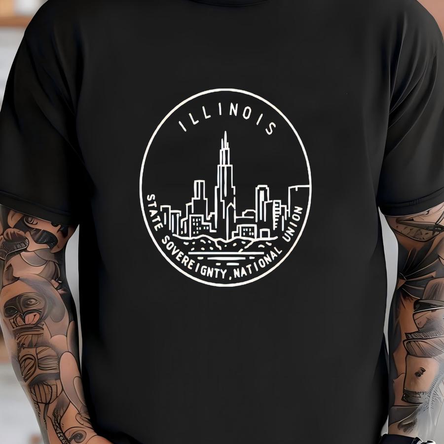 Illinois Map Shirt: Souvenir Travel Gift T-shirt