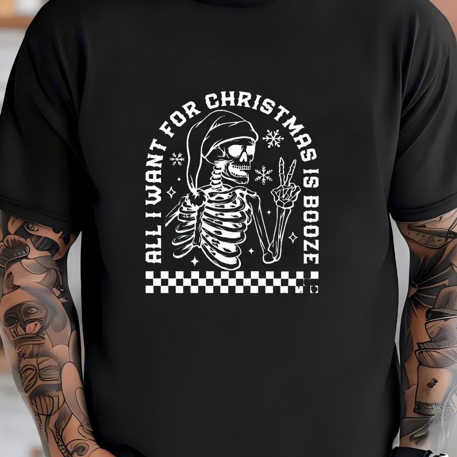 Funny Christmas Sweatshirt: Sarcastic Booze Lover Party Wear T-shirt