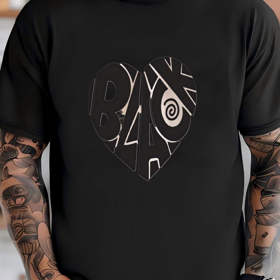 Black Heart Graphic Tee: Afro Woman Design, Cotton Canvas T-shirt