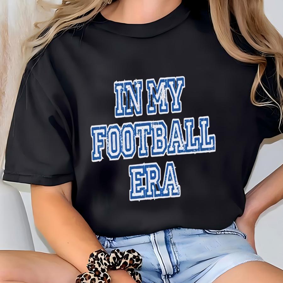 In My Football Era: Blue Vintage-inspired Football Sweatshirt For Women, Varsity Style Football Crewneck Sweatshirt, Gift For Her T-shirt
