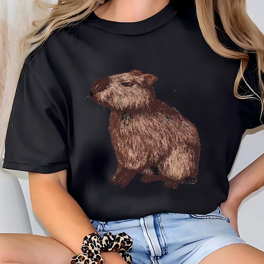 Capybara Sweatshirt, Rodent Sweatshirt, Cottagecore Sweatshirt, Funny Capybara Hoodie, Vintage Western Hoodie, Capybara Hoodie,capybara Gift T-shirt