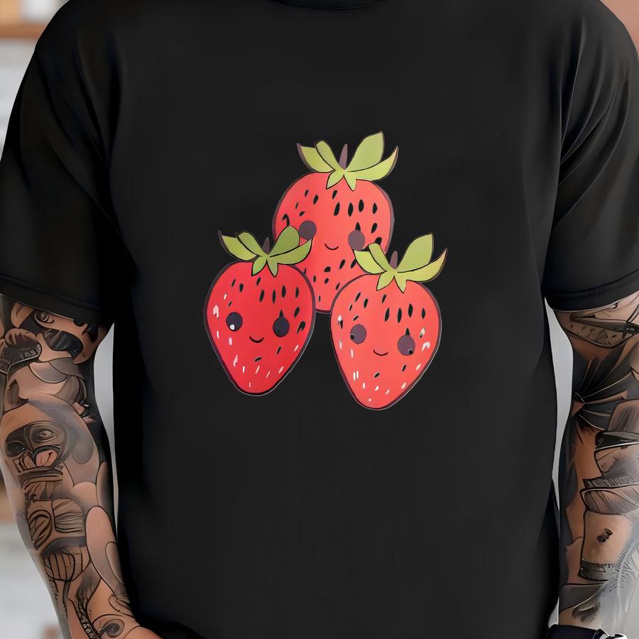 Strawberry Sweatshirt, Boho Strawberry Clothes Garden Shirt Aesthetic Clothing Cottagecore Clothes Botanical Shirt Strawberry Crewneck T-shirt