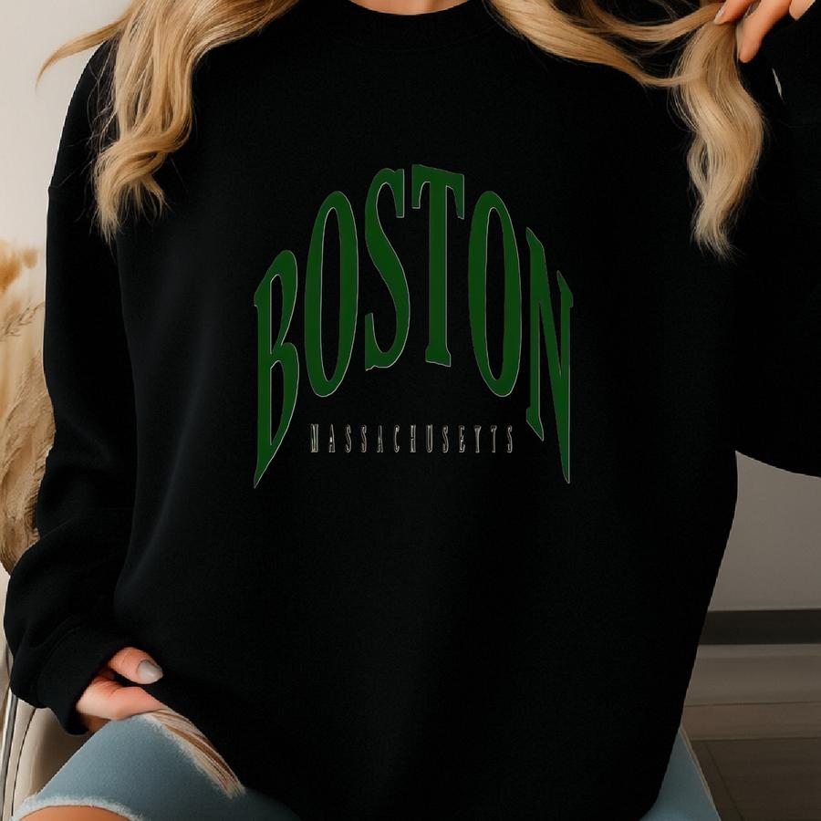 Boston Sweatshirt, Crewneck Vintage Aesthetic, Sports Shirt Gift, Massachusetts Hoodie, University Pullover, Travel Sweater Gift For Her Sweatshirt