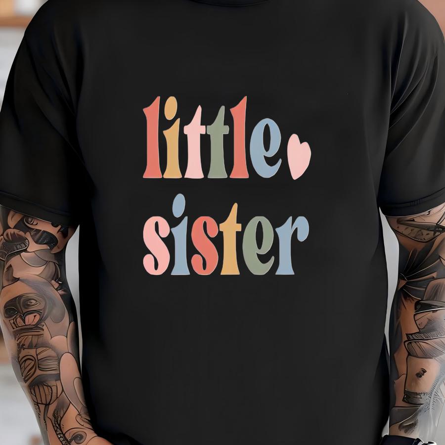 Retro Little Sister ® - Cute Little Sister Rainbow Baby Bodysuit - Little Sister Baby Gift T-shirt