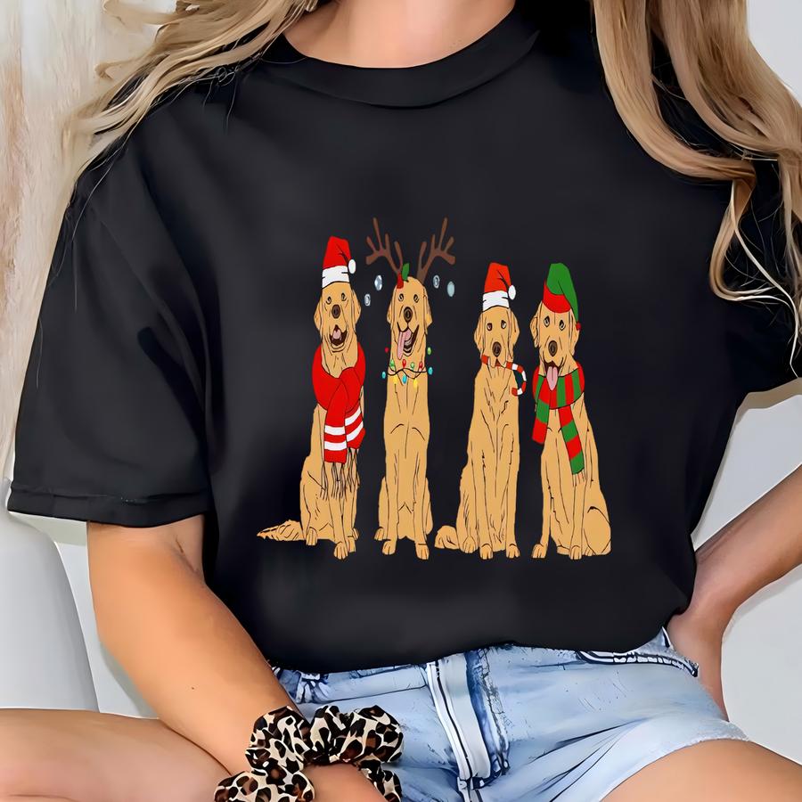 Golden Retriever Christmas Sweatshirt, Unisex Heavy Blend, Holiday Dog Crewneck, Christmas Eve Sweater, Dog Mom, Dog Dad, Xmas Puppies T-shirt