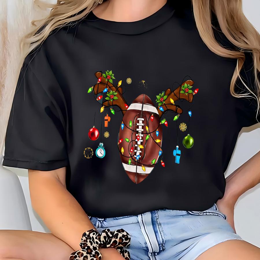 Football Horn Christmas Shirt, Football Christmas, Cute Football Shirt, Football Lover Gift, Game Day Shirt, Kids Christmas Gift, Sports Tee T-shirt