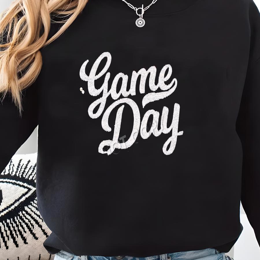 Basketball Game Day Chenille And Sequin Patch Crewneck Sweatshirt Sweatshirt