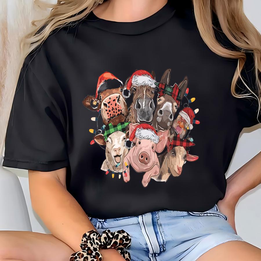 Christmas Farm Animals Sweatshirt, Christmas Animals Hoodie, Christmas Sweatshirt, Animal Lover Gift, Funny Christmas Hoodie, Christmas Gift T-shirt