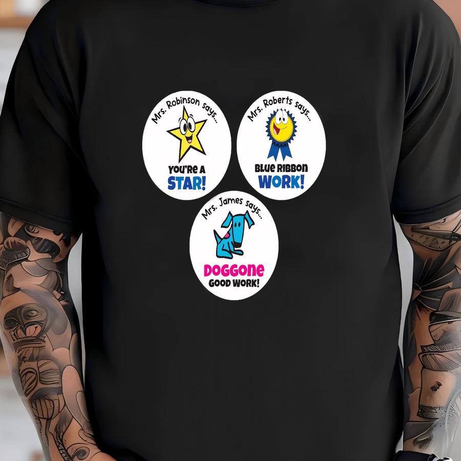 Teacher Stickers, Good Work Stickers, Dog Star Blue Ribbon, Reward Stickers, Teacher Gift, Star Stickers, Personalized Teacher Stickers T-shirt