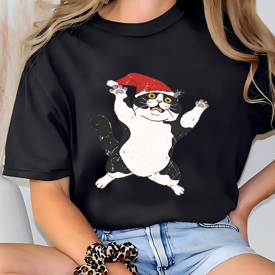 Funny Cat Christmas Sweatshirt, Meowy Christmas Sweatshirt, Cat Christmas Tree, Distressed Sweatshirt, Men And Womens Sweatshirt, Unisex T-shirt