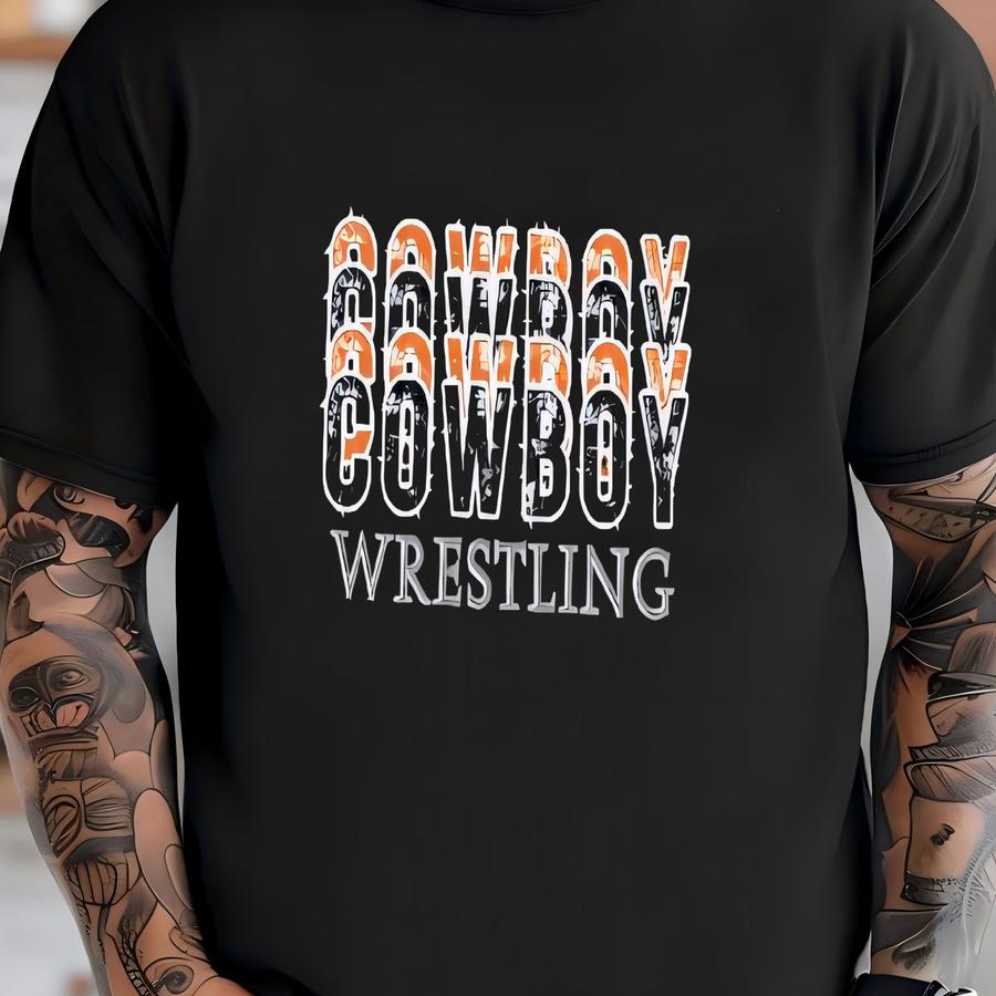 Cowboy Wrestling Stacked Tshirt T-shirt