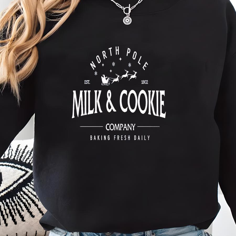 North Pole Milk And Cookie Co Sweatshirt, Christmas Sweater, Gingerbread Christmas Sweatshirt, Christmas Cookie Shirt Sweatshirt