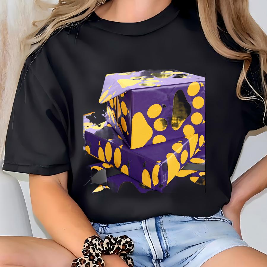 Tiger Paw Wrapping Paper, Louisiana Football, Purple And Gold T-shirt