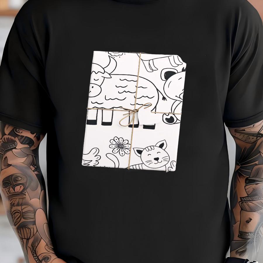 Color Your Own Farm Animals Wrapping Paper Fun Gift Wrap For Kids T-shirt