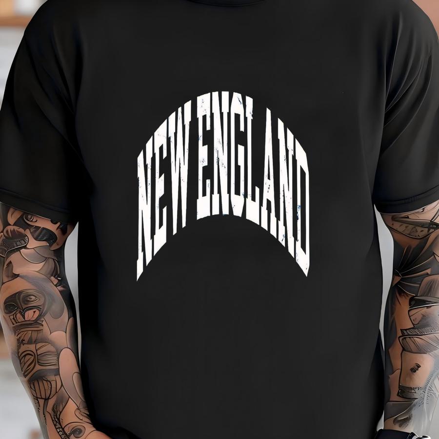 New England Sweatshirt White Distressed Lettering Crewneck Faded Vintage Aesthetic Minimalist New England Unisex Sweatshirt T-shirt
