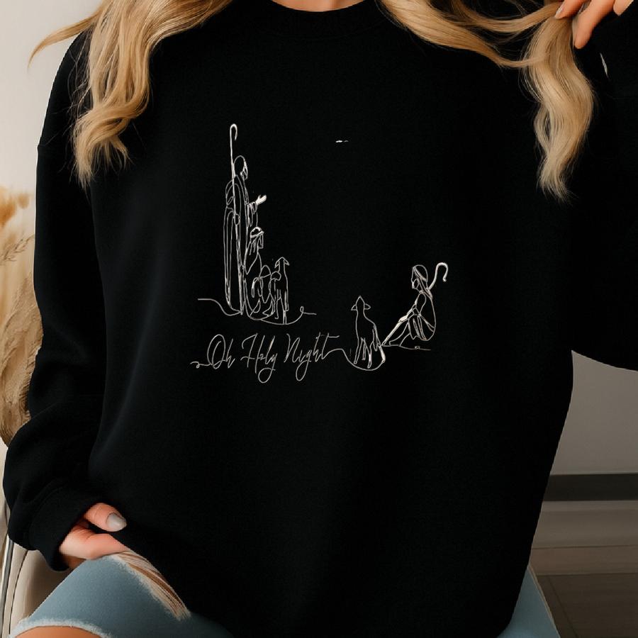 Oh Holy Night Shirt, Christian Shirts, Christmas Shirt, Jesus Christmas Shirt, Nativity Shirt, Christian Christmas Shirt, Religious Tee Sweatshirt