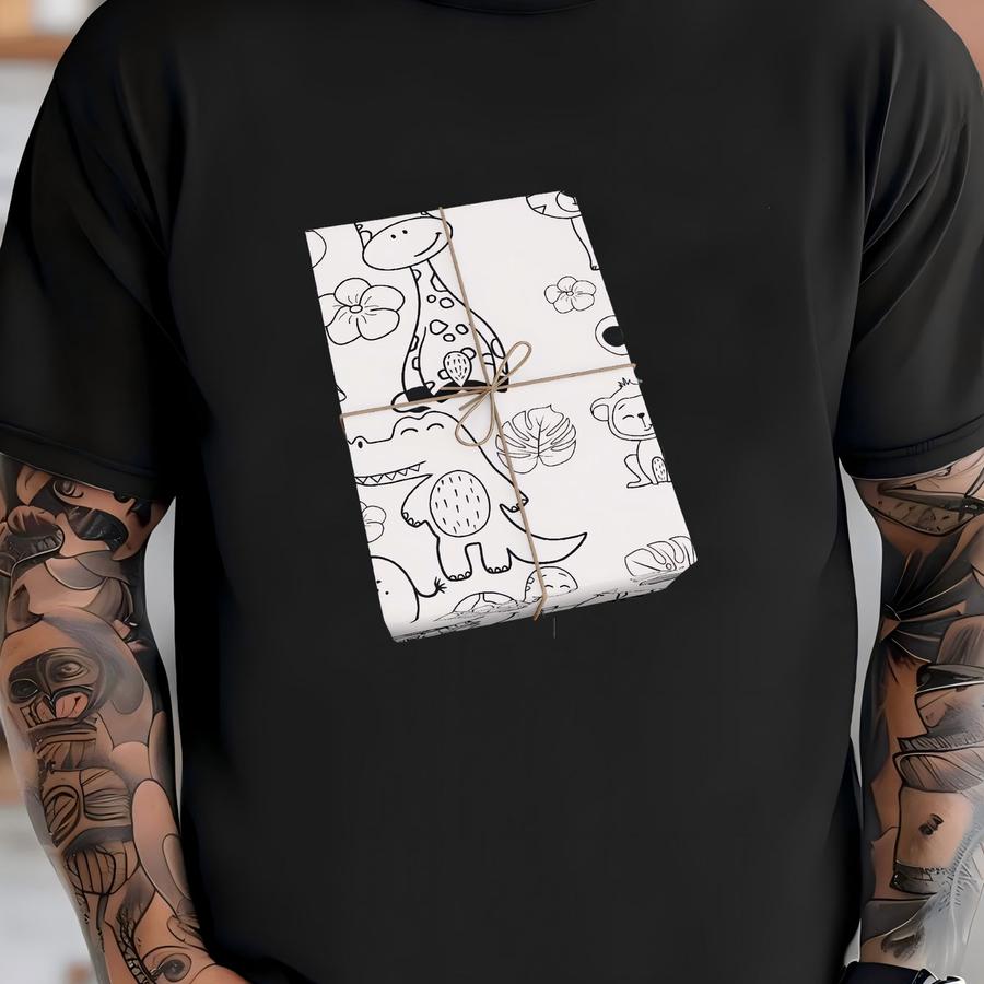 Color Your Own Jungle Animals Wrapping Paper Fun Gift Wrap For Kids T-shirt