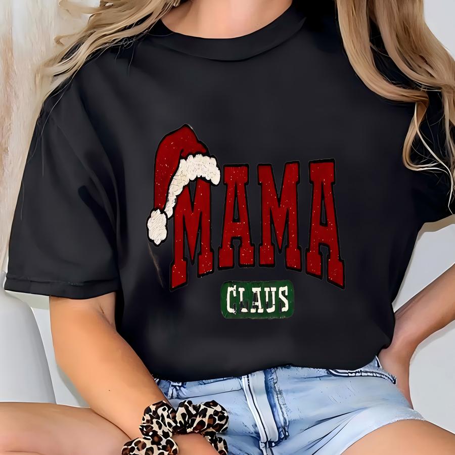 Custom Mama Claus Sweatshirt, Christmas Mama Claus Sweatshirt, Custom Mama Son And Daughter Sweatshirt, Gifts For Mama, T-shirt
